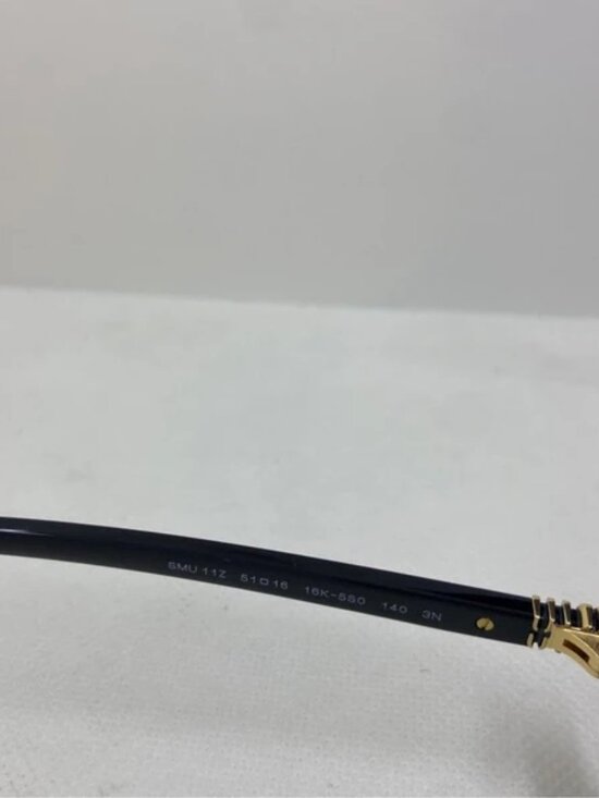 New Miu Miu Black Acetate Rectangle Sunglasses with Gold Logo main image 5